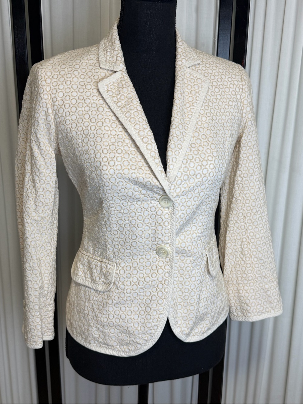 J. Crew Black and Cream Cotton Summer Blazer